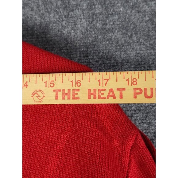 Vintage 80's Uniform Mills Cardigan Sweater Men Sz XL Red V NECK Knit USA Office - Picture 8 of 10